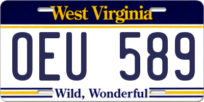 WV license plate OEU589