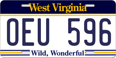 WV license plate OEU596