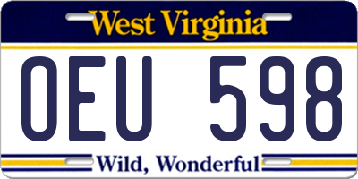 WV license plate OEU598