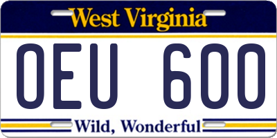 WV license plate OEU600