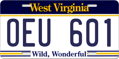 WV license plate OEU601