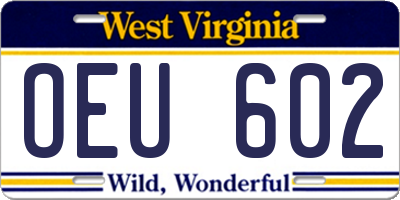 WV license plate OEU602