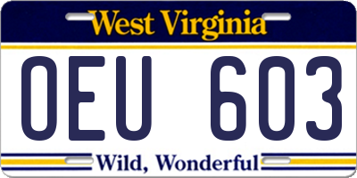 WV license plate OEU603