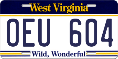 WV license plate OEU604