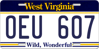 WV license plate OEU607