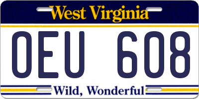 WV license plate OEU608