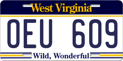 WV license plate OEU609