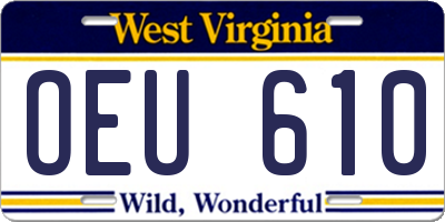 WV license plate OEU610