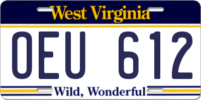 WV license plate OEU612