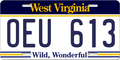 WV license plate OEU613