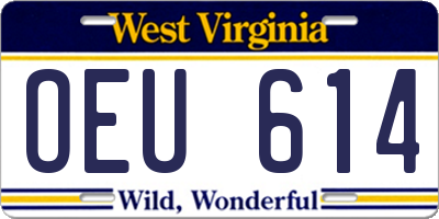 WV license plate OEU614