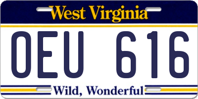 WV license plate OEU616