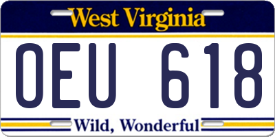 WV license plate OEU618