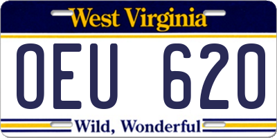 WV license plate OEU620