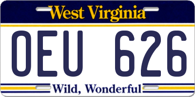 WV license plate OEU626