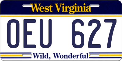 WV license plate OEU627