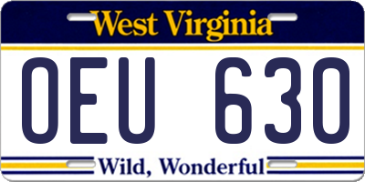 WV license plate OEU630