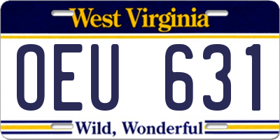 WV license plate OEU631