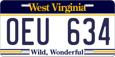 WV license plate OEU634