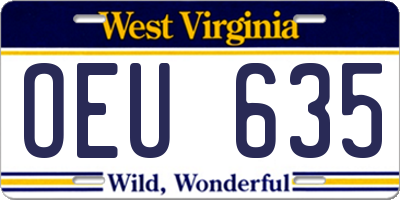 WV license plate OEU635