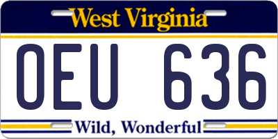 WV license plate OEU636