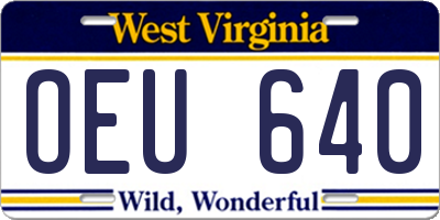 WV license plate OEU640