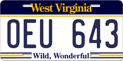 WV license plate OEU643
