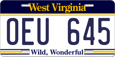 WV license plate OEU645