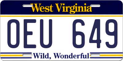 WV license plate OEU649