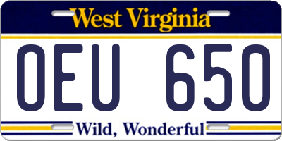 WV license plate OEU650