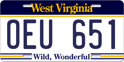 WV license plate OEU651