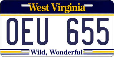 WV license plate OEU655