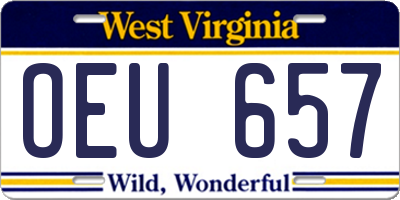 WV license plate OEU657