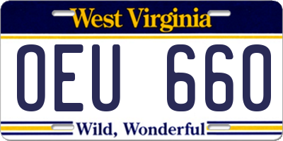 WV license plate OEU660