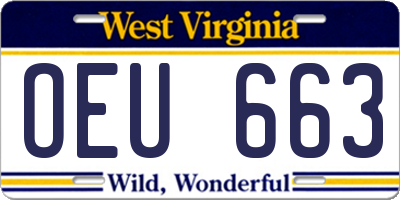 WV license plate OEU663