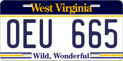 WV license plate OEU665