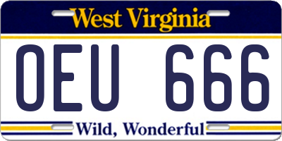 WV license plate OEU666