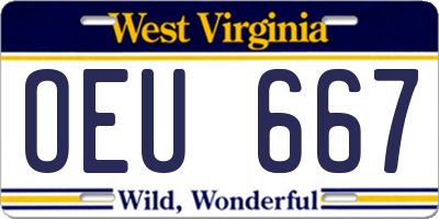 WV license plate OEU667