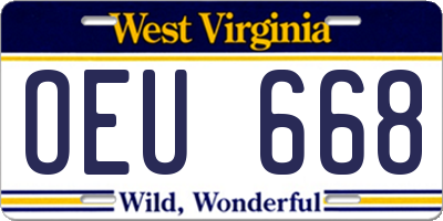 WV license plate OEU668