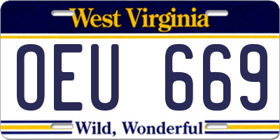 WV license plate OEU669