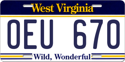 WV license plate OEU670