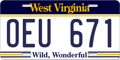 WV license plate OEU671