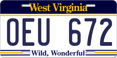 WV license plate OEU672