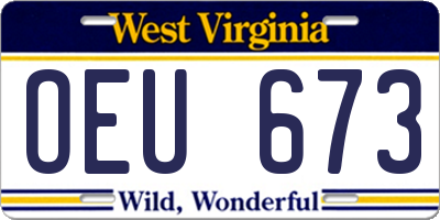 WV license plate OEU673