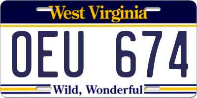 WV license plate OEU674