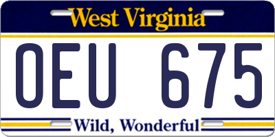 WV license plate OEU675