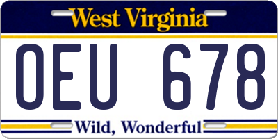 WV license plate OEU678