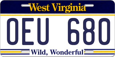 WV license plate OEU680