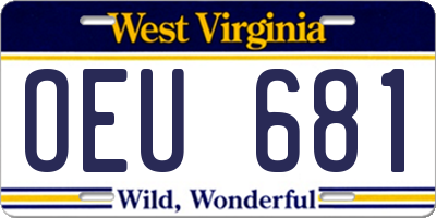 WV license plate OEU681