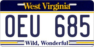 WV license plate OEU685